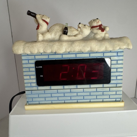 Vintage 1999 Coca Cola Polar Bears Alarm Clock Read - Picture 1 of 6